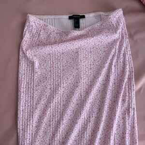 Forever 21 Pink Gold Ribbed Pencil Midi Skirt